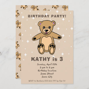 Invitation Ours En Teddy Dessin Garçon Beige Fille Anniversai