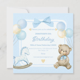 Invitation Ours En Teddy Et Cheval Rocheux