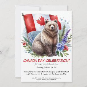 Invitation Ours grizzli et Canadien   Fête du Canada