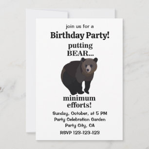 Invitation Ours Grizzly Faisant le Minimum d'Efforts Drôle