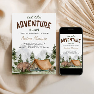 Invitation Ours L'aventure Commence Baby Boy Shower 