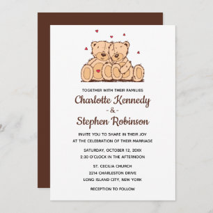 Invitation Ours Mariages en peluche Brown