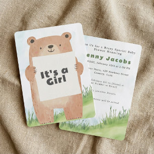 Invitation Ours mignon C’est un ours Baby shower fille Invita