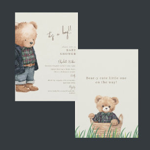 Invitation Ours mignon Ourson C'est un garçon Baby Shower