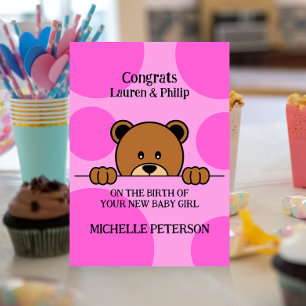 Invitation Ours Peeping mignon Caricature Point Polka R