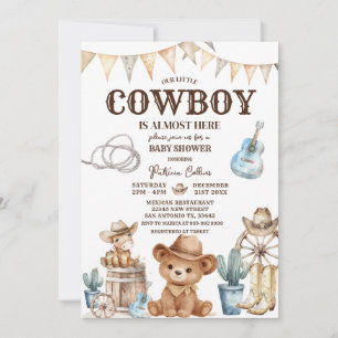 Invitation Ours Petite Fête de Naissance de Cowboy Far West