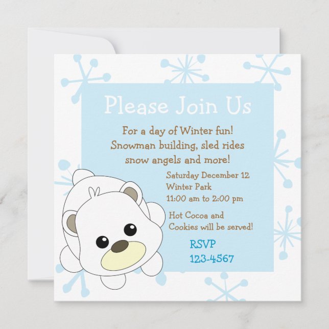 Invitation Ours polaire Cutie (Devant)