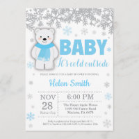 Ours polaire Hiver Baby shower Garçon bleu Flocon
