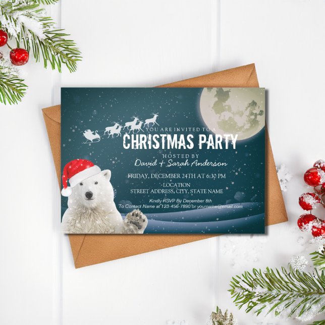 Invitation Ours polaire père Noël | Beary Christmas Père Noël (Créateur téléchargé)