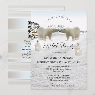 Invitation Ours polaire QR Code Hivernal Douche nuptiale Invi