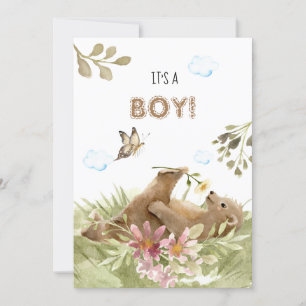 Invitation *~* Ours Profitant Fleur Baby Boy Douche