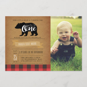 Invitation Ours sauvage   Première fête d'anniversaire photo