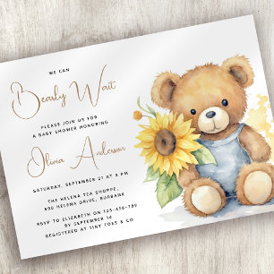 Invitation Ours Tournesol rustique Baby shower d'attente