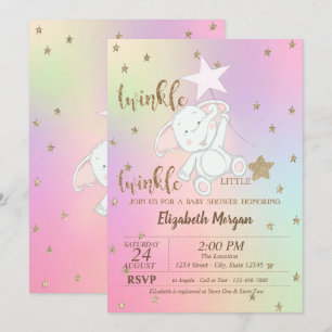 Invitation Ours, Twinkle Little Star Baby shower holographiqu