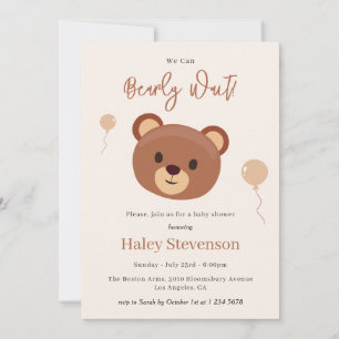 Invitation Ourson à peine attendre Ours Brun Neutre Baby Show