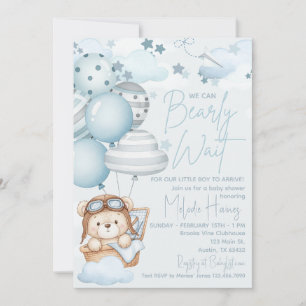 Invitation Ourson à peine attendu Baby Shower