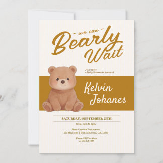 Invitation Ourson à peine attendu ours en peluche déshabillé