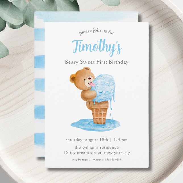 Invitation Ourson glace d'anniversaire garçon Teddy Bear (Créateur téléchargé)