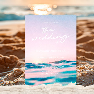 Invitation Outdoor Summer Sunset Blue Ocean Coastal Mariage