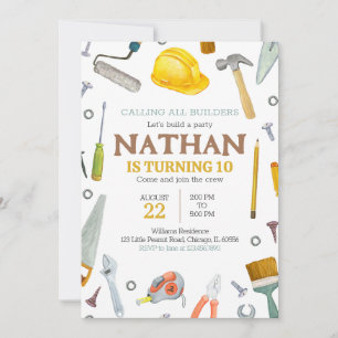 Invitation Outils de construction Anniversaire