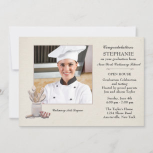 Invitation Outils de cuisine Photo Diplôme scolaire culinaire