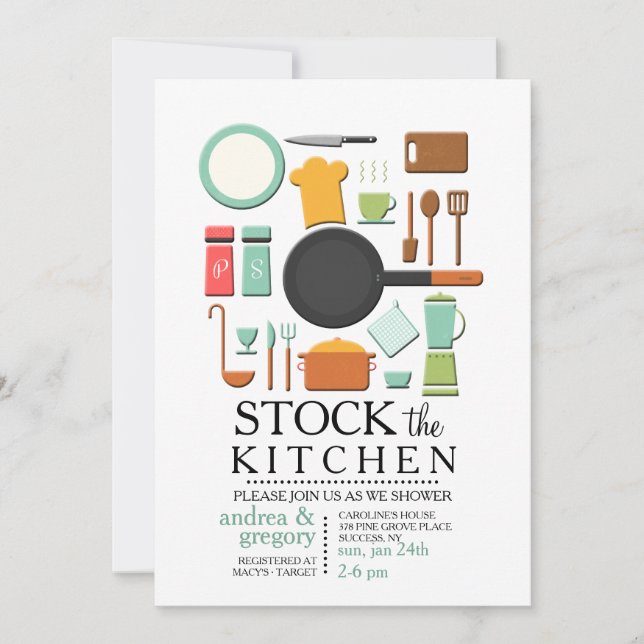 Invitation Outils de cuisine Stock de la cuisine Douche Invit (Devant)