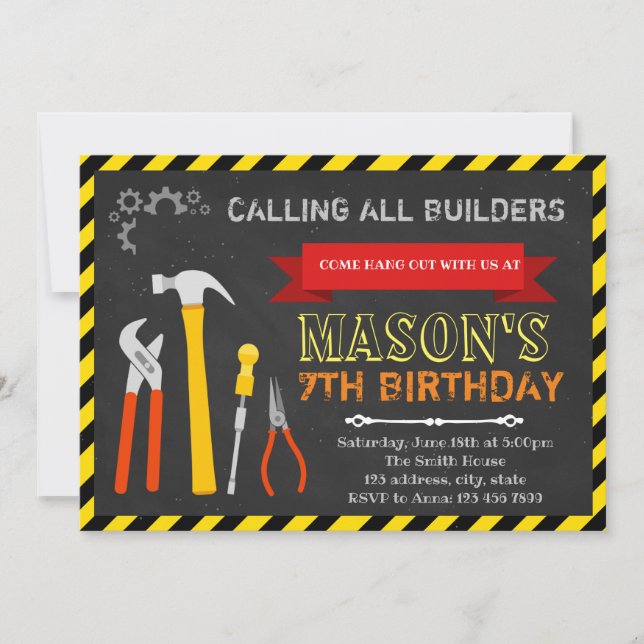Invitation Outils d'invitation à la fête d'anniversaire (Devant)
