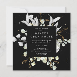 Invitation ouverte de maison florale or argenté él