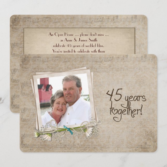 Invitation Ouverture du 45e anniversaire du Mariage (Devant / Derrière)