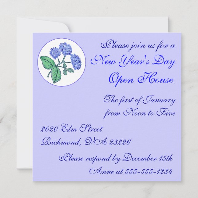 Invitation Ouverture du Nouvel An de Hydrangea (Devant)