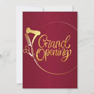 Invitation Ouverture du Salon de Beauté Burgundy Wine & Golde
