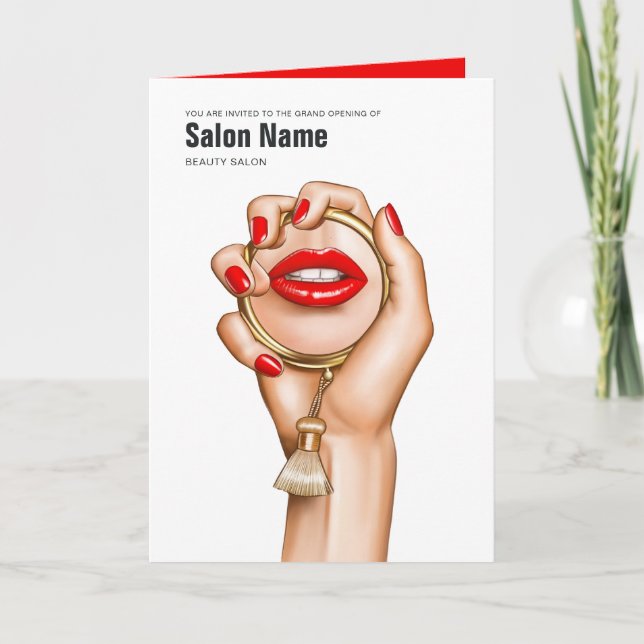 Invitation Ouverture du salon de beauté Red and Gold Glam Chi (Devant)
