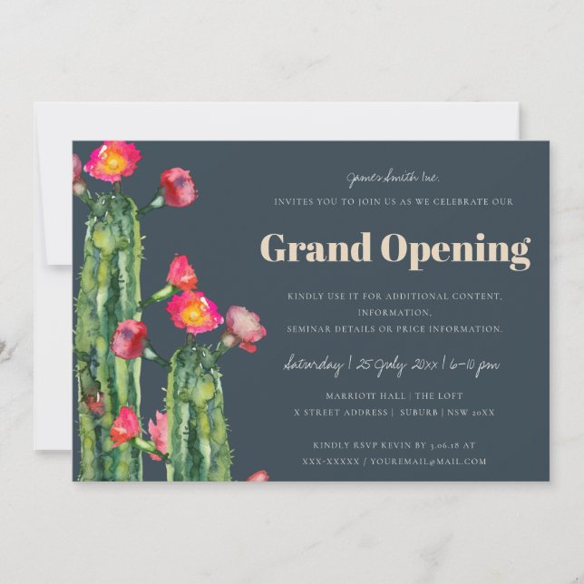INVITATION OUVERTURE GRANDE NAVIRE ROSE FLORAL DÉSERTIQUE CAC (Devant)