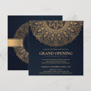 INVITATION OUVERTURE GRANDE NAVY GOLD CLASSIQUE ORNÉE MANDALA