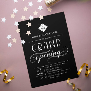 Invitation Ouverture grandiose en noir et blanc Votre logo
