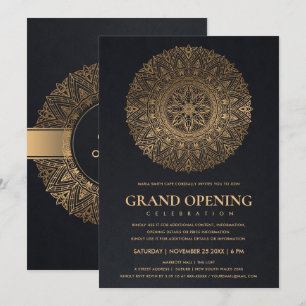 INVITATION OUVERTURE GRANDIOSE MANDALA ORNÉ CLASSIQUE OR NOIR