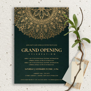 Invitation OUVERTURE GRANDIOSE MANDALA ORNÉ CLASSIQUE OR vert