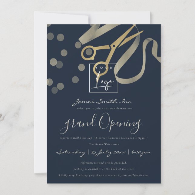 INVITATION OUVERTURE GRANDIOSE RUBAN ARGENT PERLE GRIS COUPE (Devant)