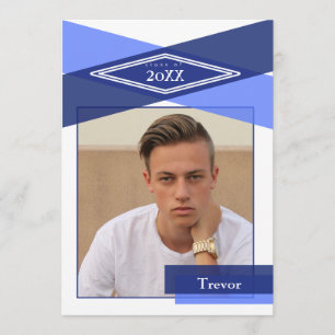 Invitation Ouverture moderne Blue Geometry Grad