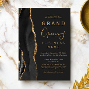 Invitation Ouverture officielle de l'entreprise Noir Or Agate