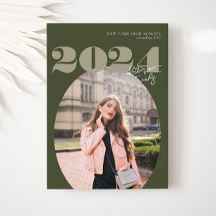 Invitation Oval Bold Classe moderne de 2024 Diplôme Photo