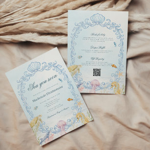 Invitation Oval Rococo À la mer bientôt Baby Shower