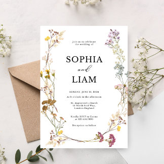 Invitation Oval Wildflower Watercolor Floral Wedding