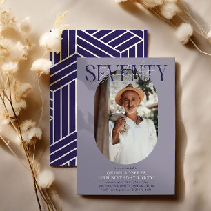 Invitation Ovale moderne photo et signature 70e anniversaire