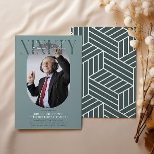 Invitation Ovale moderne photo et signature 90e anniversaire