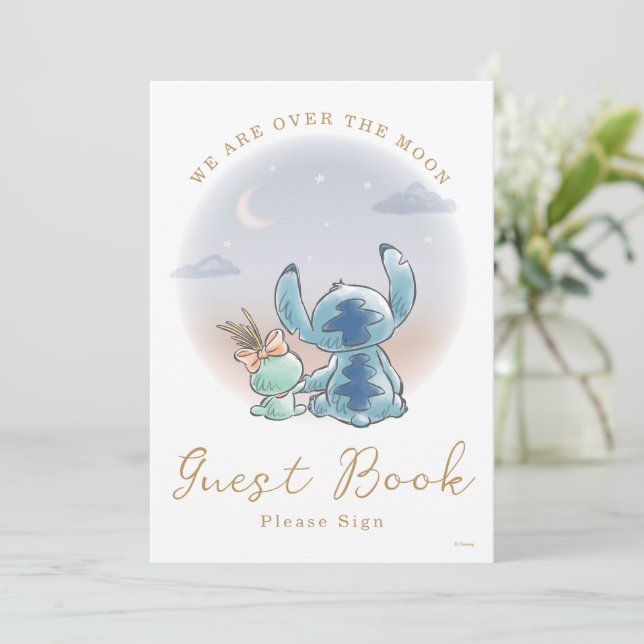 Invitation Over the Moon - Baby shower Guest Book (Debout devant)