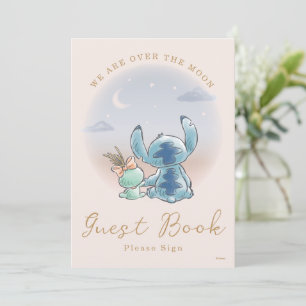 Invitation Over the Moon - Girl Baby shower Guest Book