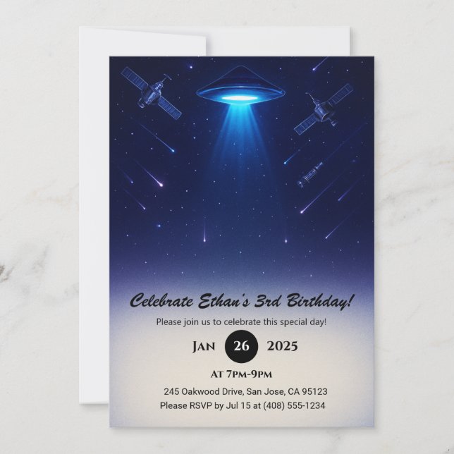 Invitation OVNI Illustration de l'espace météorologique (Devant)