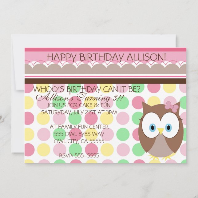 Invitation Owl Eyes (Devant)