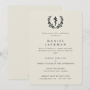 Invitation Oyster/Asclepius noir Diplôme Médicale de l'école